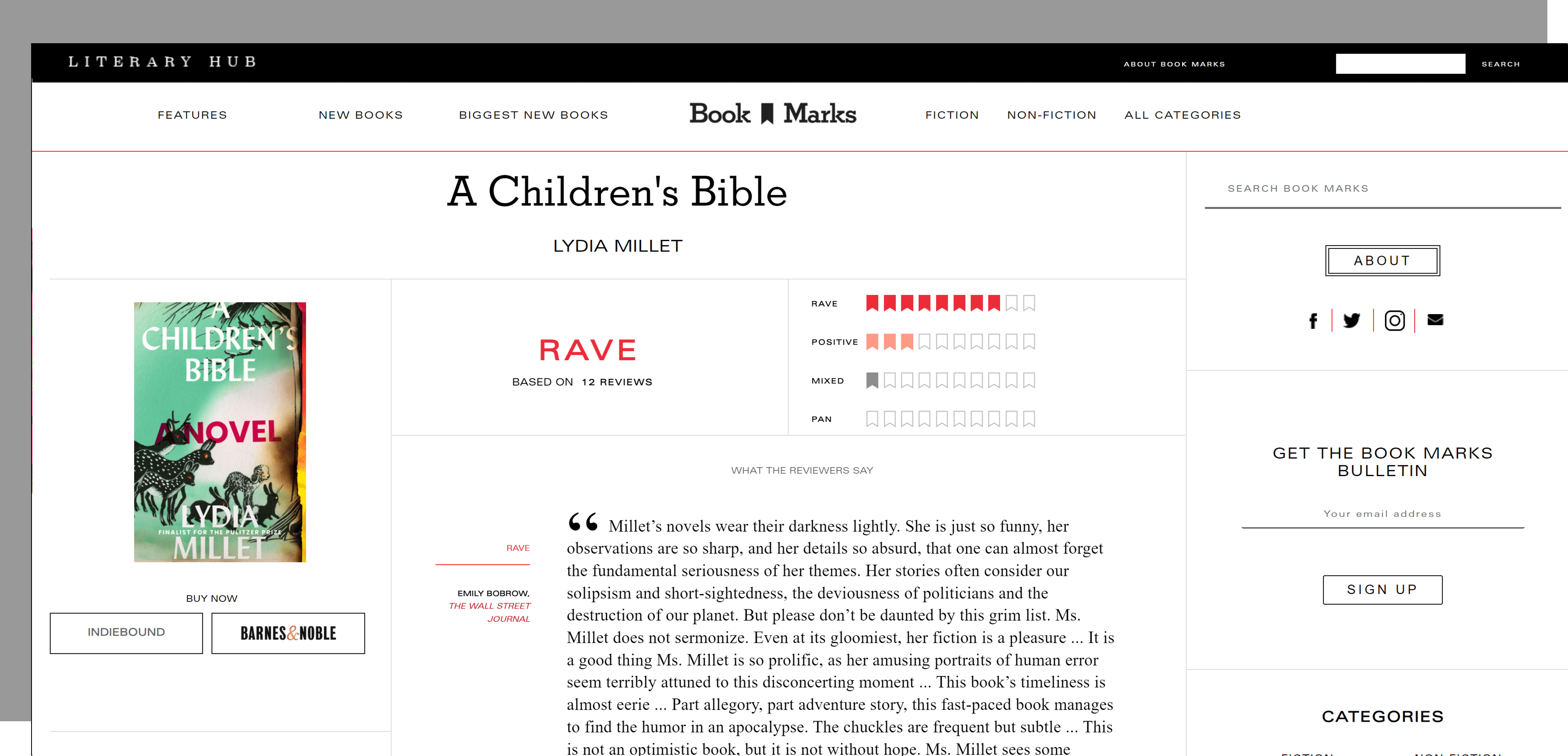 Screenshot of book review page on Book Marks. 
